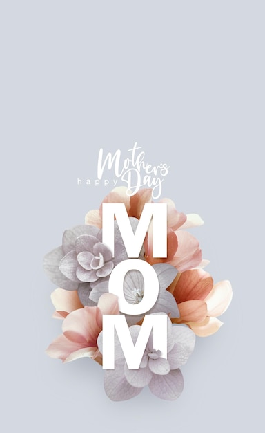 Happy Mother's Day Calligraphy with blossom flowers backgroundSymbols of love with copy space for texts