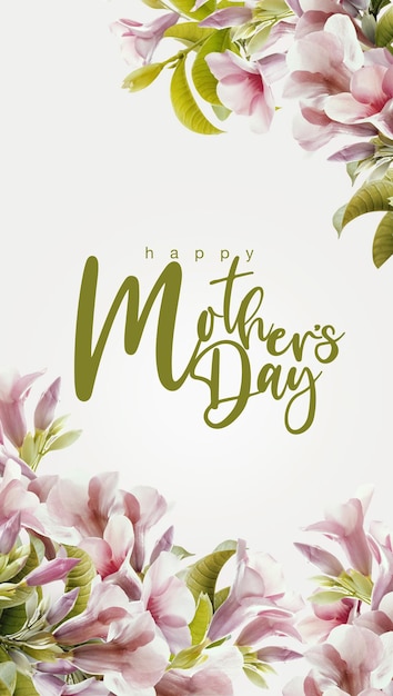 Happy Mother's Day Calligraphy with blossom flowers backgroundvintage color tonned