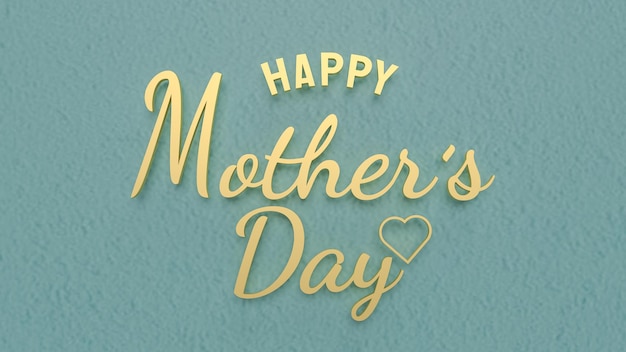 The happy mother's day gold color on blue wall for holiday concept 3d rendering