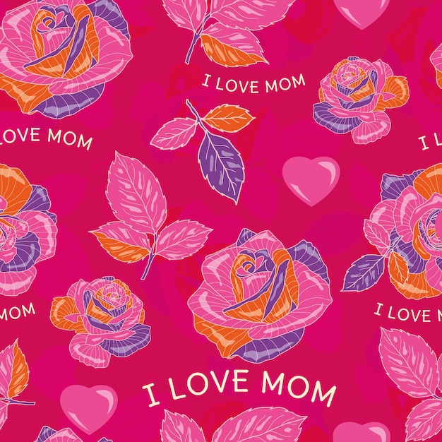 Happy Mother's Day seamless pattern design I love Mom