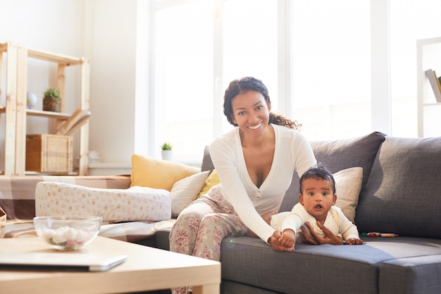 Happy mother with baby