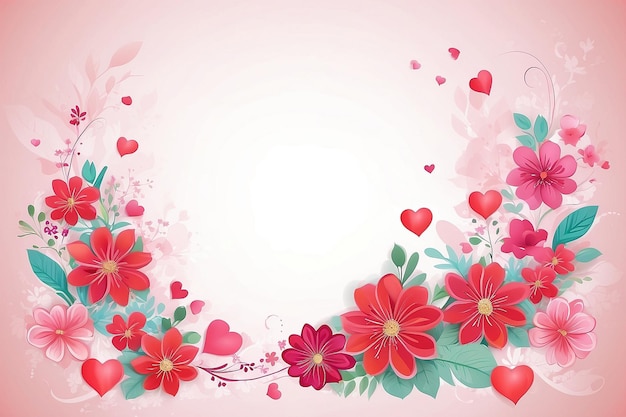 Happy Mothers Day background with flowers and hearts Vector illustration