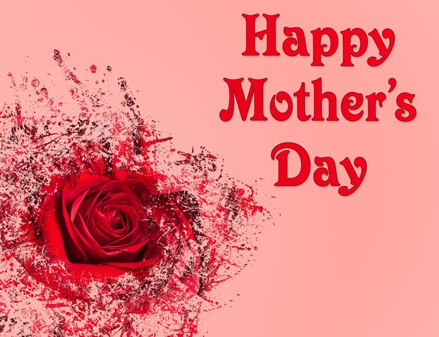 Happy Mothers Day background with red rose