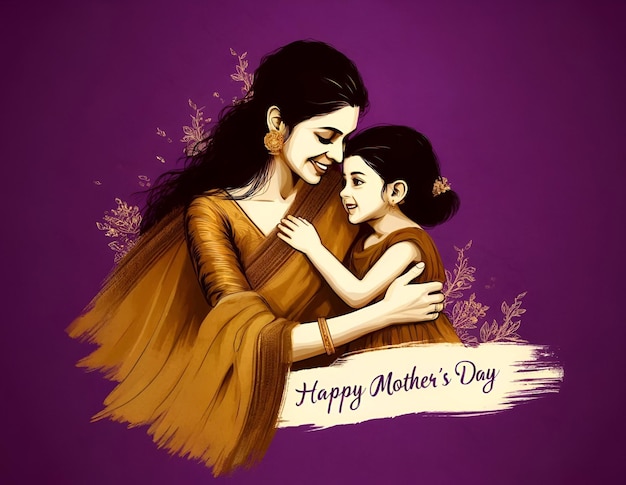 Happy mothers day card illustration for celebration in india