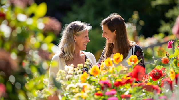 happy mothers day child daughter congratulates mother and gives a bouquet of flowers to narcissus and gift