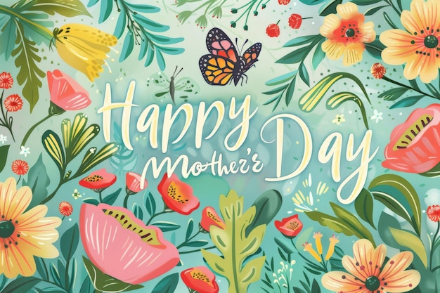 Happy Mothers Day Floral Greeting Card