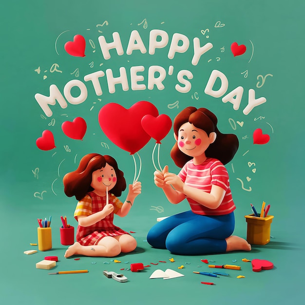 Happy Mothers Day love Mom hugs her children World teachers day International Womens Day