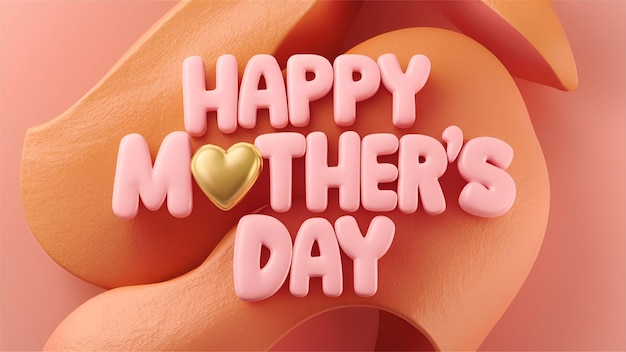 Happy Mothers Day typography with golden color love