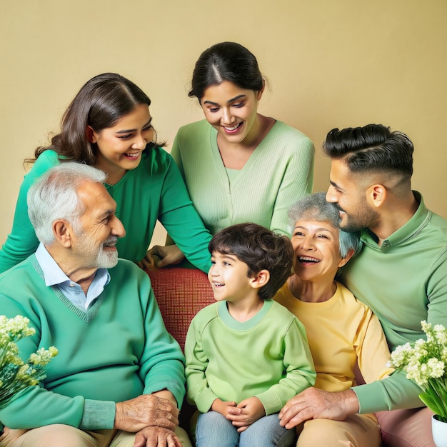 Happy Multigenerational Family Gathers for a Festive Occasion Generative AI