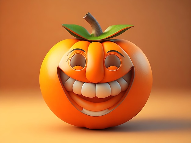 Happy Naranjilla with smiling face 3D illustration 3D rendering generated ai