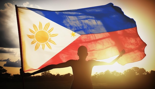 Happy national holiday Celebrated annually on June 12 in Philippine Patriotic poste AI Generated