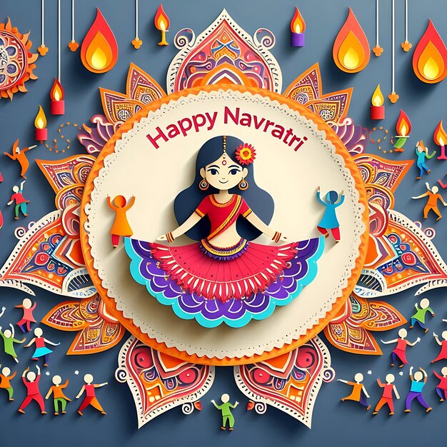 happy navratri background illustration