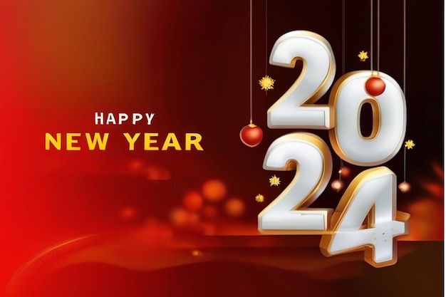 Happy new 2024 year greeting card design for wallpaper