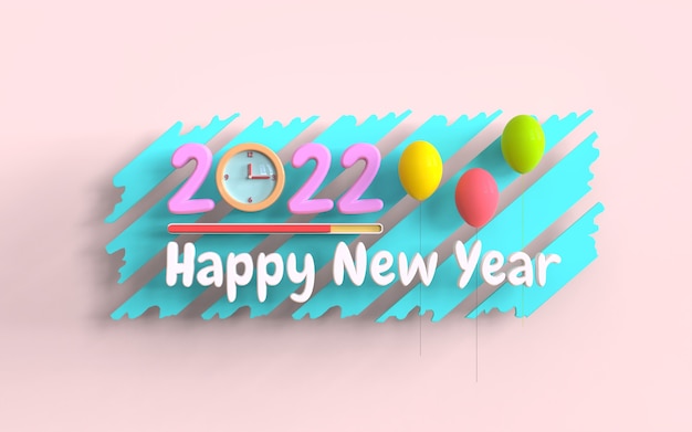 happy new year 2022 3d render illustration