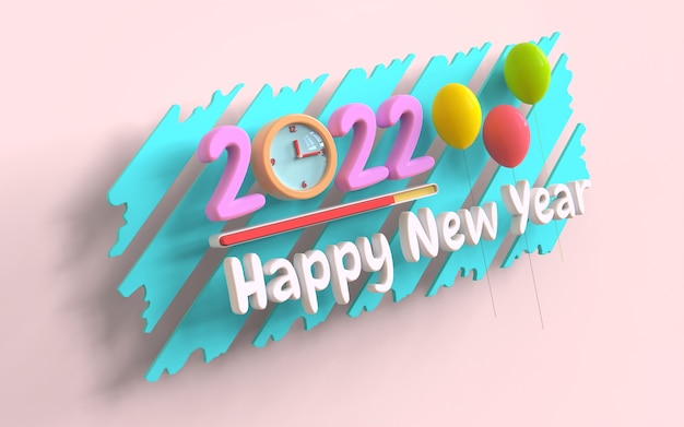 happy new year 2022 3d render illustration