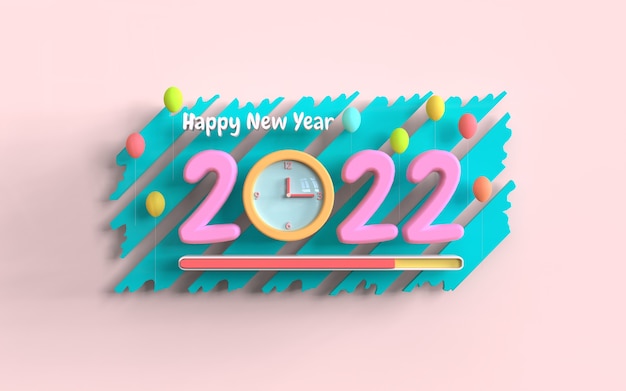 happy new year 2022 3d render illustration