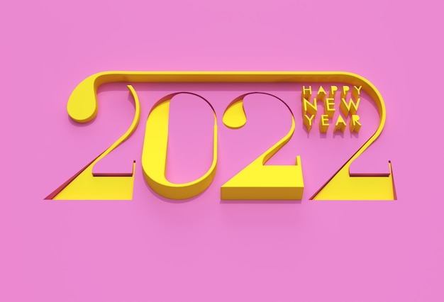 Happy New Year 2022 Text Typography Design Banner Poster, 3D Render illustration.