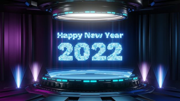 Happy new year 2022 with futuristic background