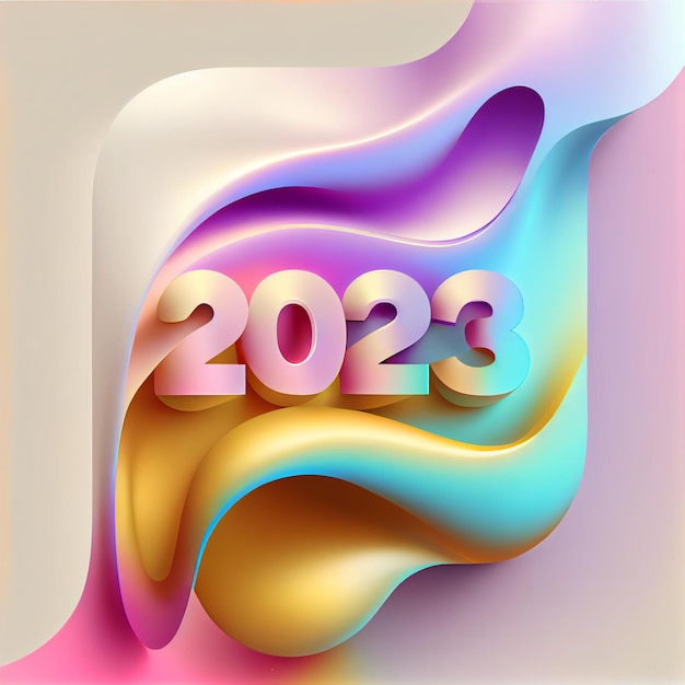 Happy New Year 2023 Colorful gradient soft color