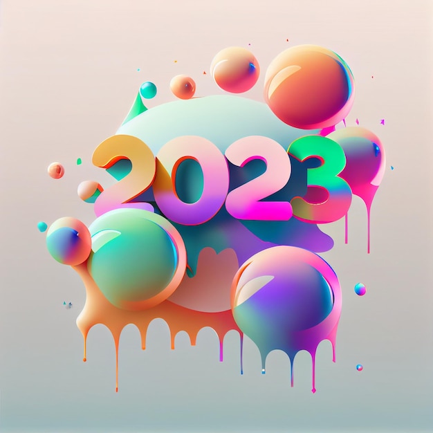 Happy New Year 2023 Colorful gradient soft color