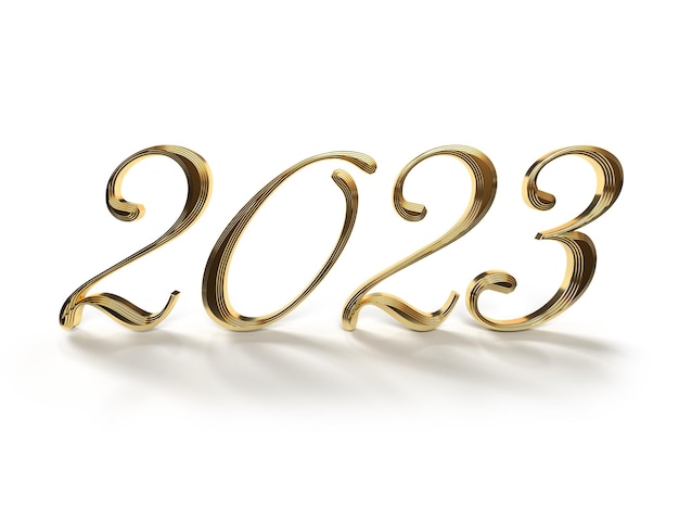 happy new year 2023 gold text effect banner design 3d