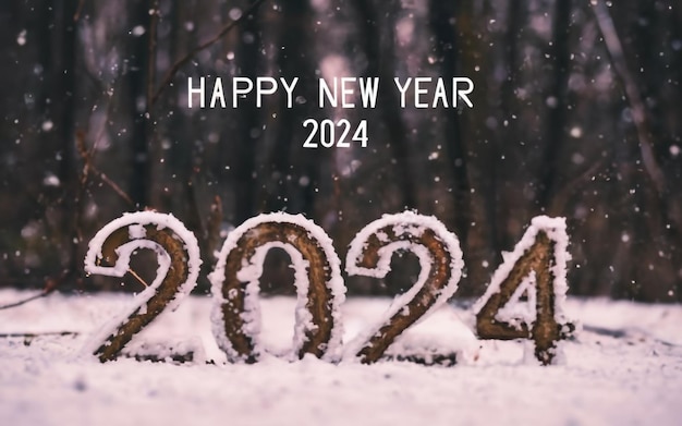 Happy New Year 2024 in different colors Ai generative