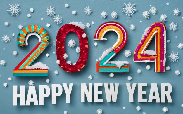 Happy New Year 2024 in different colors Ai generative