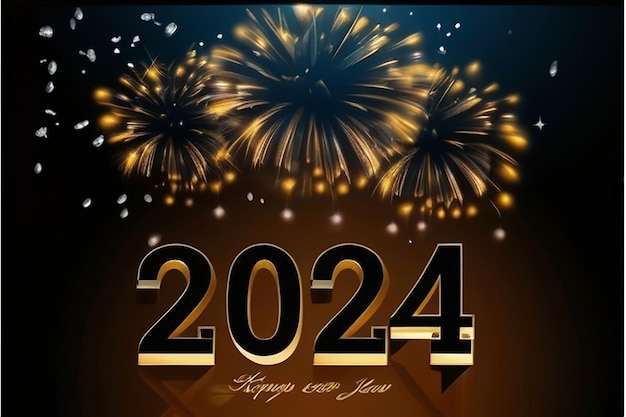 Happy new year 2024 eve lettering background design