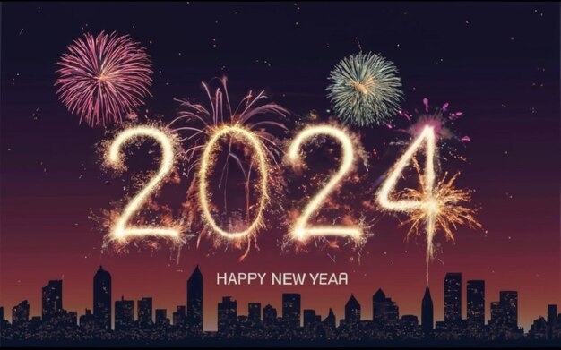 Happy New Year 2024 Greeting Card Design