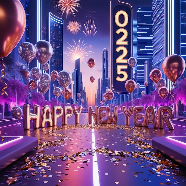 Photo happy new year 2025 3d background