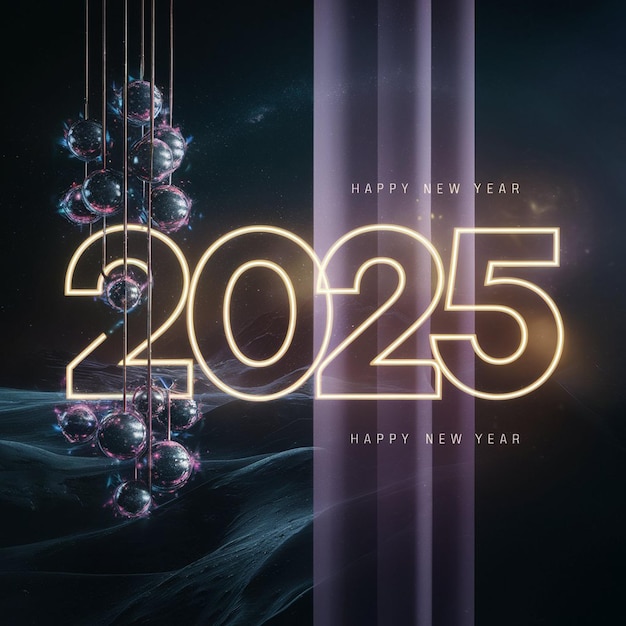 Happy new year 2025 3d celebration background creative design