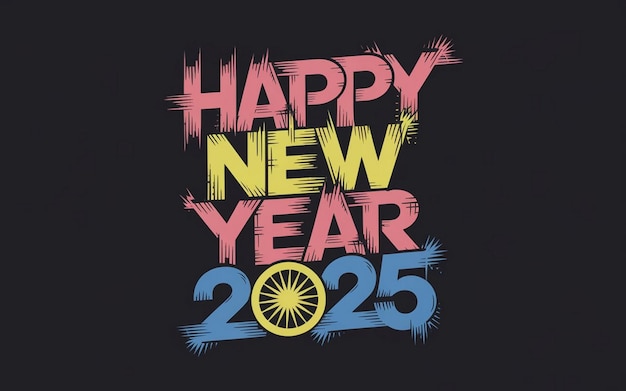 Photo happy new year 2025 features vibrant colors with bright typography