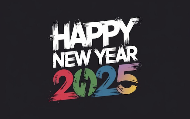 Photo happy new year 2025 features vibrant colors with bright typography