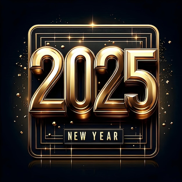 Happy New Year 2025 Luxury 2025 New Year greeting gold color banner with bursting star