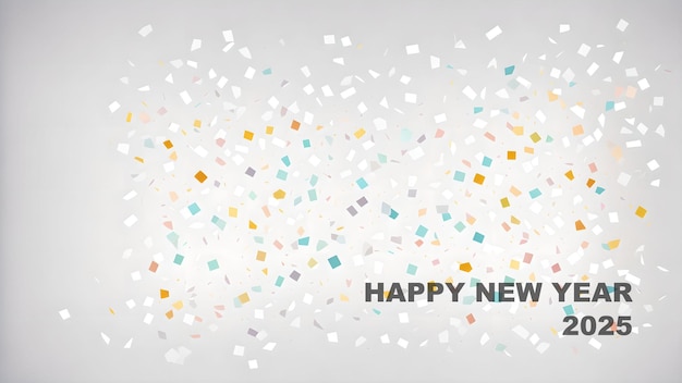 Photo happy new year 2025 translucent blurred confetti background wallpaper