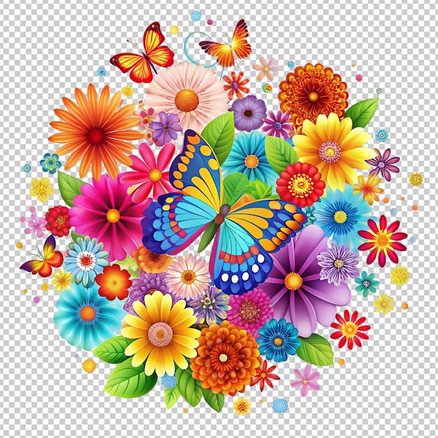 happy new year 2025 and with beautiful flowers on transparent background