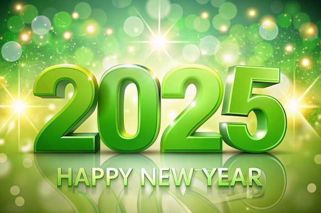 Happy new year 2025 with white numbers on bokeh background colorful background Premium vector illustration for greeting and celebration of happy new year 2025