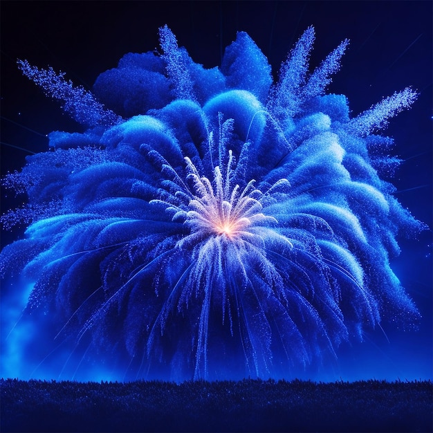 Happy new year abstract blue glitter background with fireworks