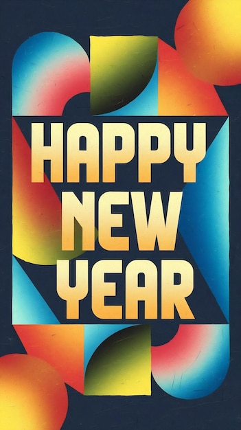 Happy New Year Abstract Geometric Illustration Cool Trendy 2025 Illustration Retro Design