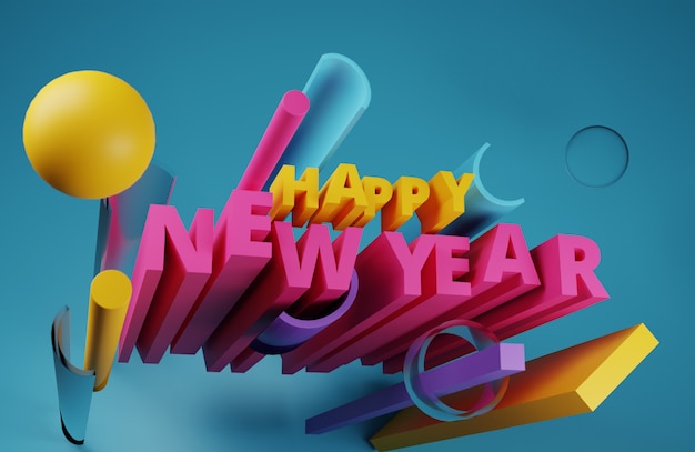 Happy new year concept. Colorful typography 