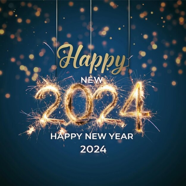 Happy New Year greeting card 2024