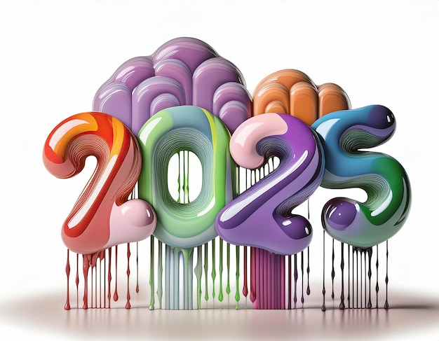 happy new year series of colorful red purple and green colored circles with one being number 2025