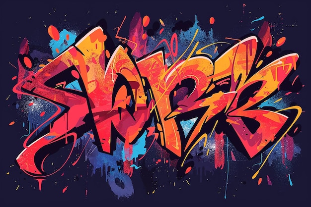 Photo happy new year text graffiti font logo design