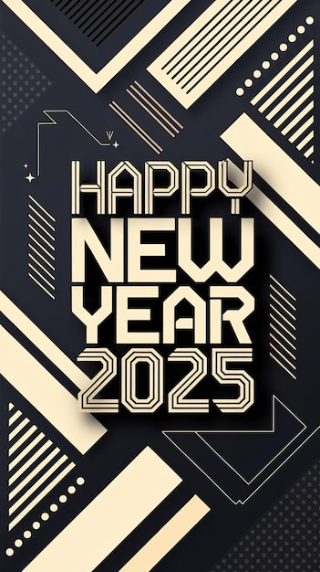 Happy New Year Trendy Geometric Background 2025 Cool Typographic Illustration