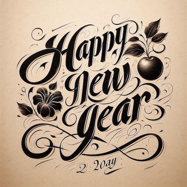 Photo happy new year typography design