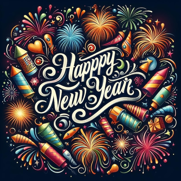 Happy New Year typography Design