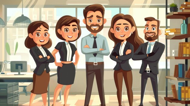 Photo happy office team standing together in modern office