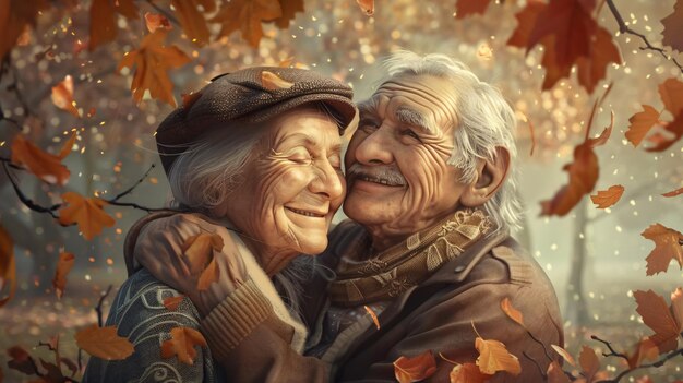 Happy old couple smiling together