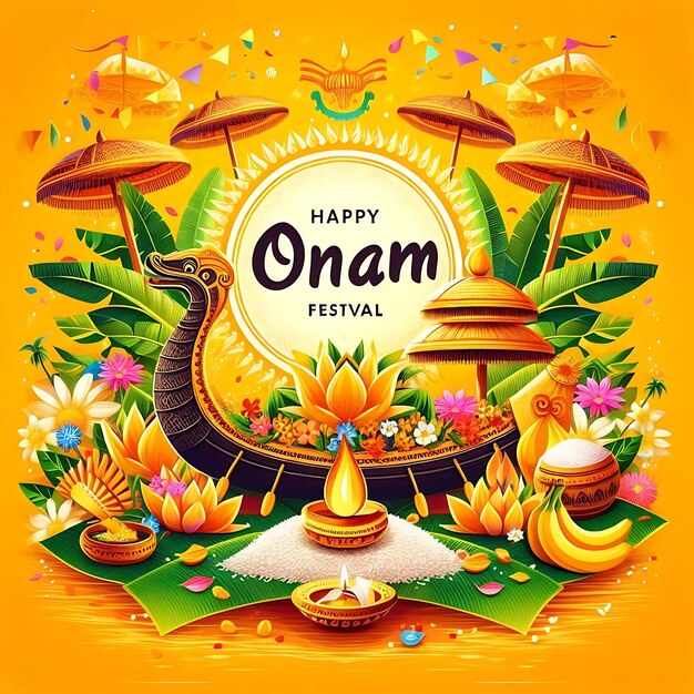 Photo happy onam a colorful poster with a festival theme