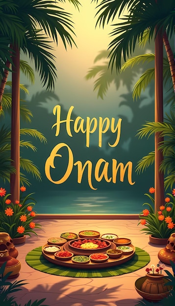 Photo happy onam illustration